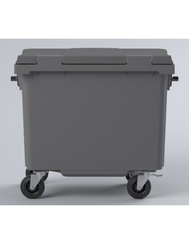 Conteneur Bac Poubelle à déchets 4 roues de 660 Litres avec couvercle