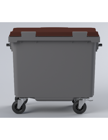Conteneur Bac Poubelle à déchets 4 roues de 660 Litres avec couvercle