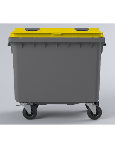 Conteneur Bac Poubelle à déchets 4 roues de 660 Litres avec couvercle