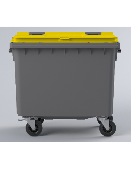 Conteneur Bac Poubelle à déchets 4 roues de 660 Litres avec couvercle