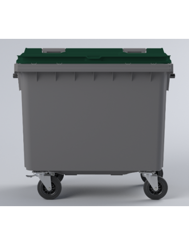 Conteneur Bac Poubelle à déchets 4 roues de 660 Litres avec couvercle