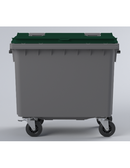 Conteneur Bac Poubelle à déchets 4 roues de 660 Litres avec couvercle