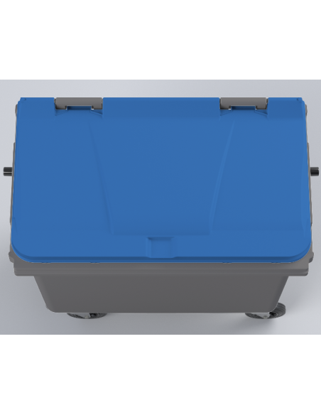 Conteneur Bac Poubelle à déchets 4 roues de 660 Litres avec couvercle