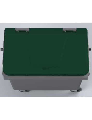 Conteneur Bac Poubelle à déchets 4 roues de 660 Litres avec couvercle