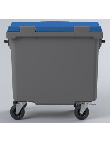 Conteneur Bac Poubelle à déchets 4 roues de 660 Litres avec couvercle
